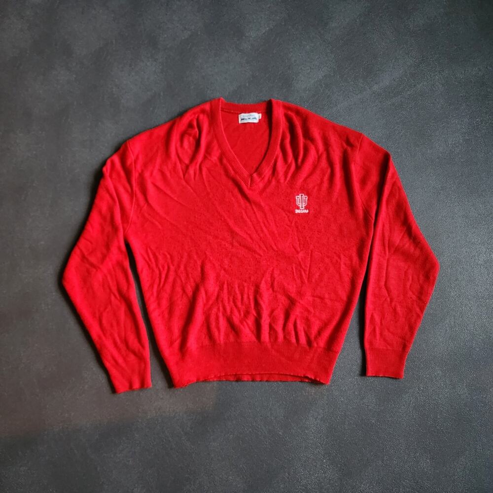 Vintage 70's/80's Indiana Hoosiers Red V Neck Pullover Sweater XL
